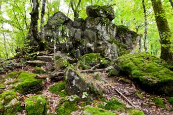 Rock Devil finger - landmark in shapsugskaya anomalous zone in caucasus mountains