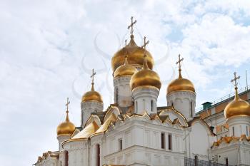 gold cupola of Cathedral of the Annunciation in Moscow Kremlin in summer day