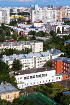 above view of residential block in Moscow in summer afternoon