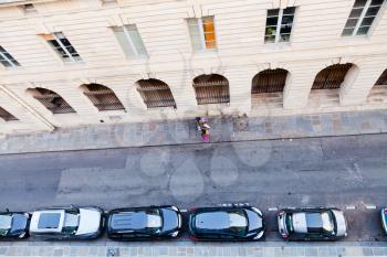 urban car parking on street in Paris