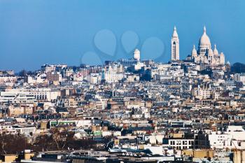 panorama of montmartre hill and basilique sacre coeur in Paris