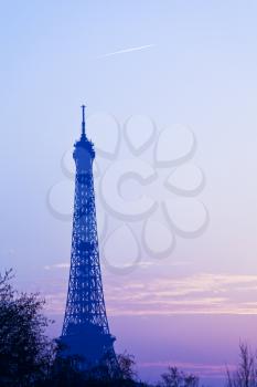 eiffel tower in Paris on blue sunset