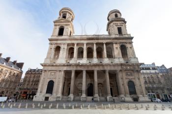 facade of Saint-Sulpice church in Paris, France