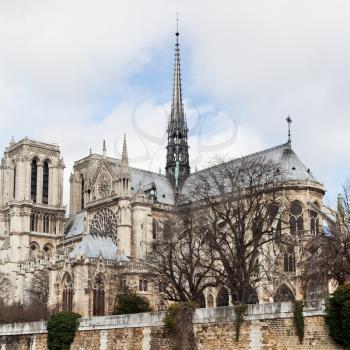 Notre-Dame de Paris in cloudy day