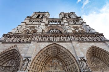 facade of Notre-Dame de Paris cathedral