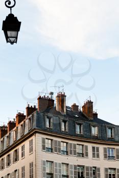 typical house in Paris in spring early evening