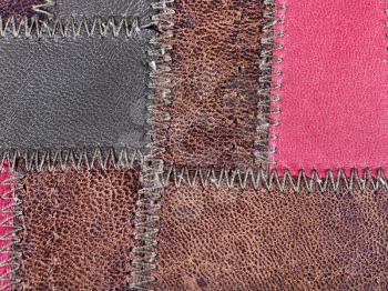 background from brown leather patchwork