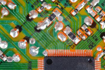 microchip circuit board background macro shot