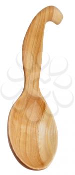 wooden big handmade soup spoon isolated on white background