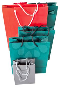 lot of paper shopping bags isolated on white backgrounds