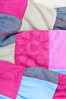 hand made pink patchwork quilt texture