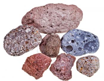 porous pumice stones isolated on white background