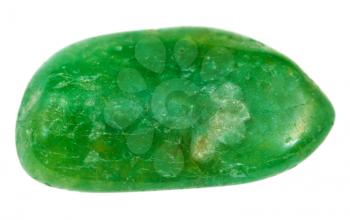 Chrysoprase mineral pebble isolated on white background