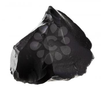 black obsidian mineral isolated on white background