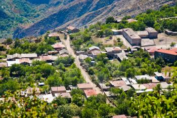 country village Halidzor in caucasus mountains in Armenia