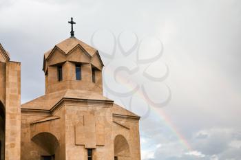 tower of Saint Gregory the Illuminator Cathedral and rainbow, Yerevan, Armenia