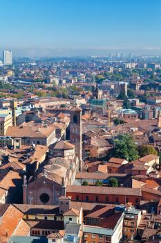 panoramic view of Bologna from Asinelli Tower, Italy