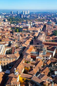 panorama of Bologna from Asinelli Tower , Italy