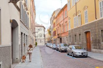 picturesque street in Parma, Italy in autumn day,