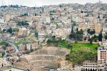 view on  ancient Roman theater in Amman , Jordan