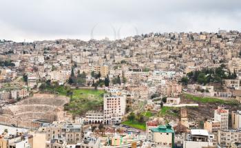 view on  ancient Roman theater in Amman, Jordan