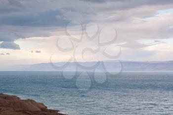 early blue dawn on Dead Sea coast
