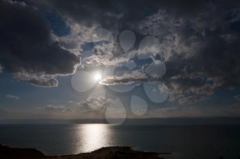 blue sunset on Dead Sea, Jordan