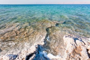 crystalline coastline of Dead Sea, Jordan