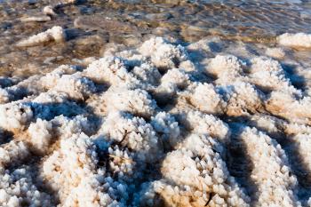 salt crystals on Dead Sea coast, Jordan