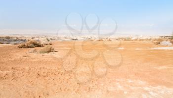 panorama of desert lands near  baptism site in the Jordan River Valley