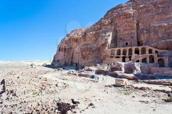 view on Royal Tombs in Petra, Jordan