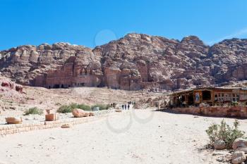 panorama of central square in Petra, Jordan