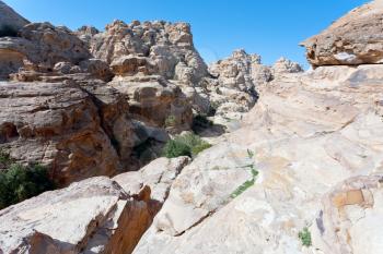 panorama of old sandstone mountain near Little Petra, Jordan
