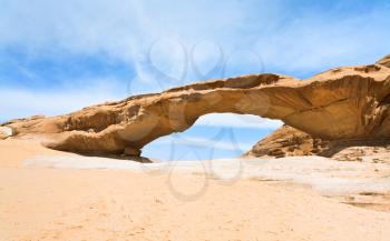 sandstone Bridge rock in Wadi Rum desert, Jordan