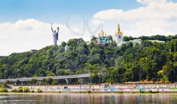 view on monument of Mother of the Fatherland from Dnieper River in Kiev, Ukraina