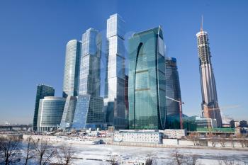 view on new Moscow City buildings in winter