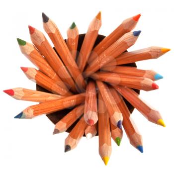 many wooden colored pencils with white background