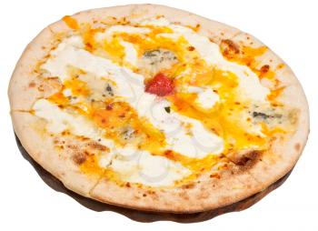 italian pizza Quatro formaggi isolated on white background