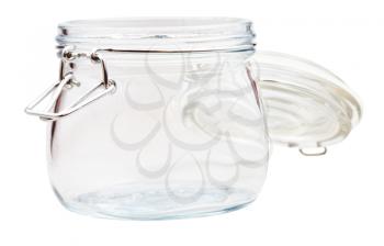 open Swingtop Bale glass jar isolated on white background