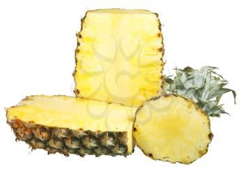 sliced ​​ripe pineapple isolated on white background