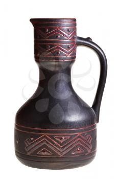 georgian ceramic pottery jug isolated on white background