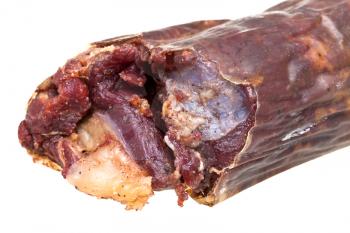horseflesh sausage kazy close up isolated on white background
