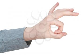 a-ok finger sign - hand gesture isolated on white background