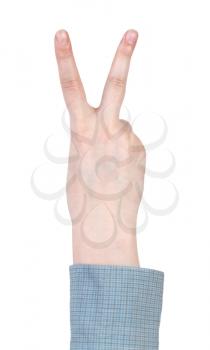 counting two - hand gesture isolated on white background