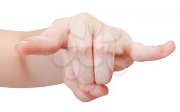 front view of horns finger sign - hand gesture isolated on white background