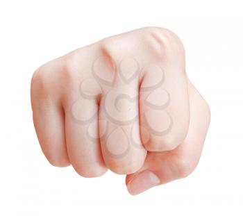 fist cut out - hand gesture isolated on white background