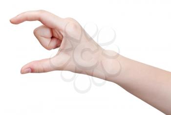 showing medium size - hand gesture isolated on white background