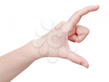 showing large size - hand gesture isolated on white background
