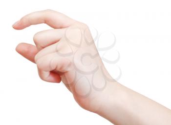 showing small size - hand gesture isolated on white background