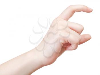 showing average size - hand gesture isolated on white background